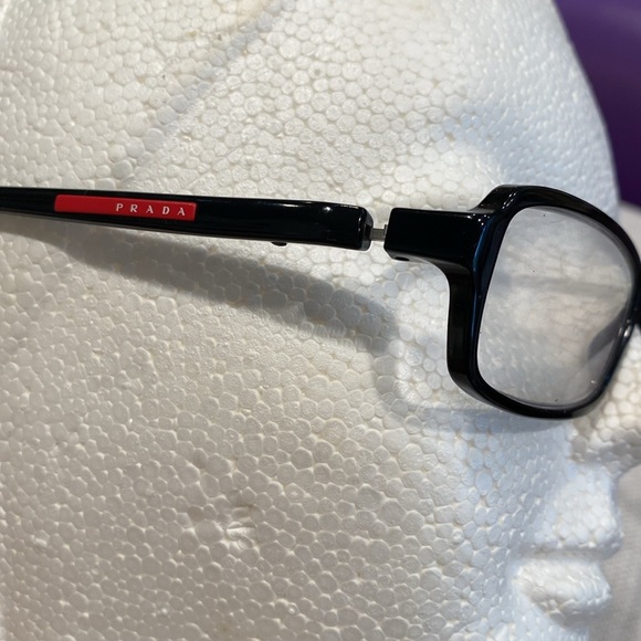 PRADA EYE GLASSES 🤓 VPS 04B 53 15 1AB 101 140 black frame side logo & flap case - Picture 16 of 16